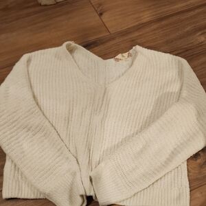 Pink Rose Cream V-Neck Sweater